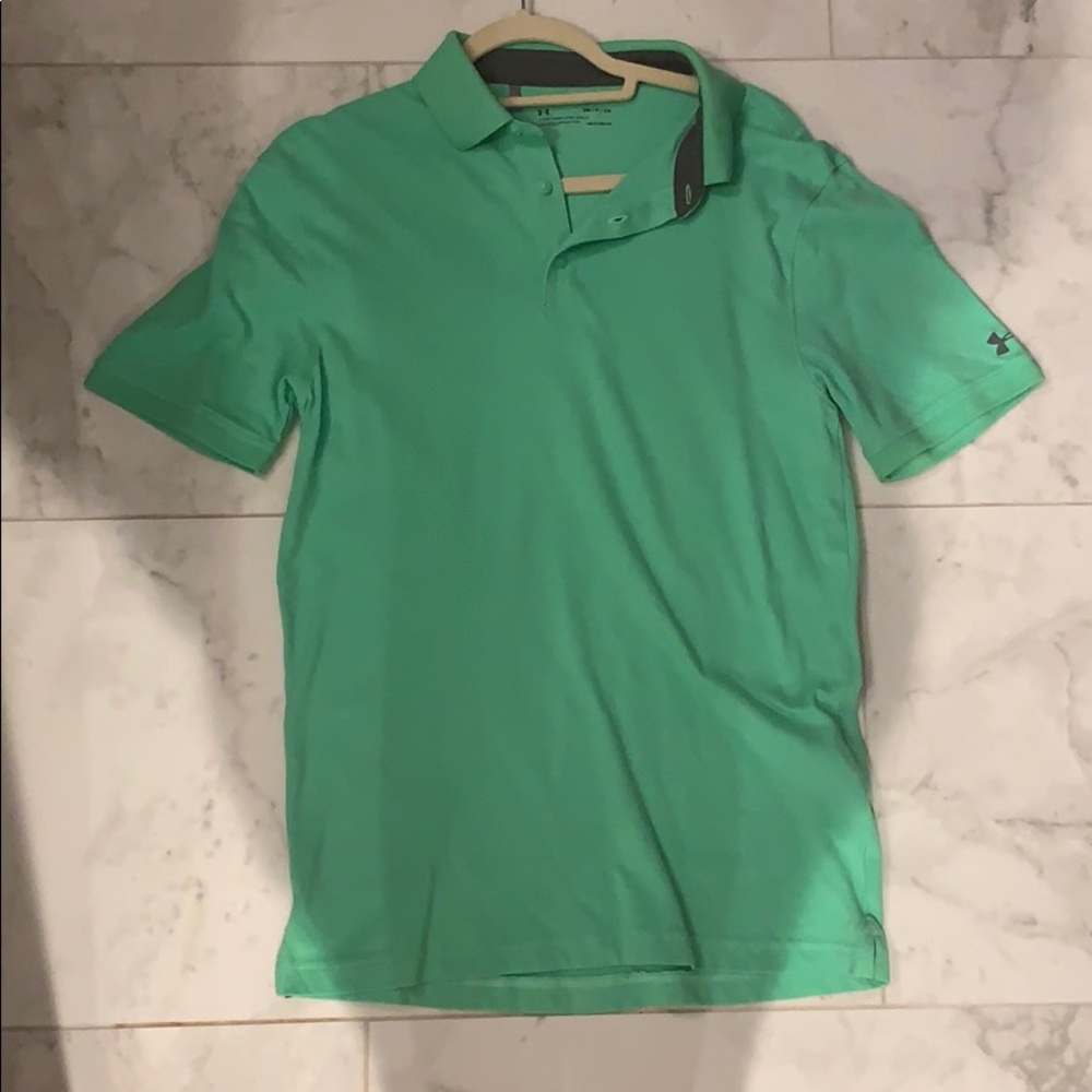 Under armor heat gear lime green men’s golf shirt